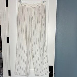 Mango White Pinstripe Trousers